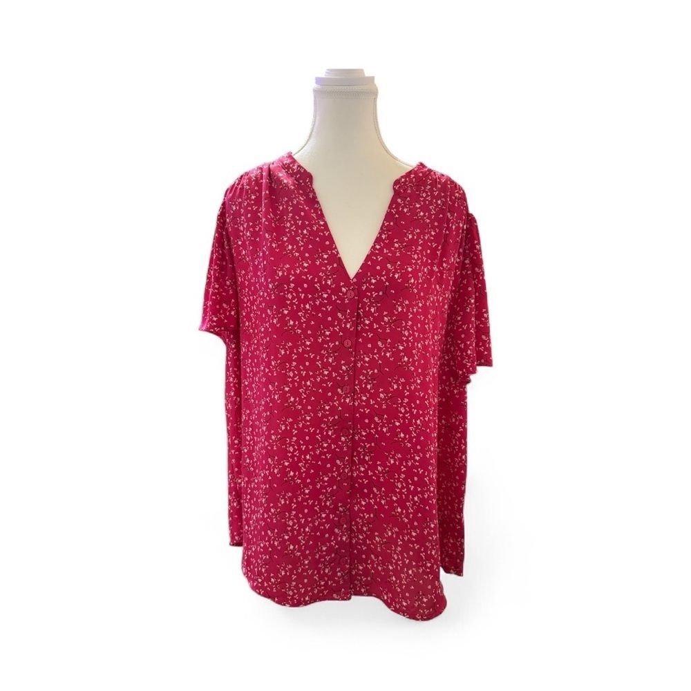 LUSH Berry Floral Blouse – Size 2X